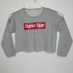 no comment Junior Woman’s Super Star Graphic Sweatshirt Cut Off Size M